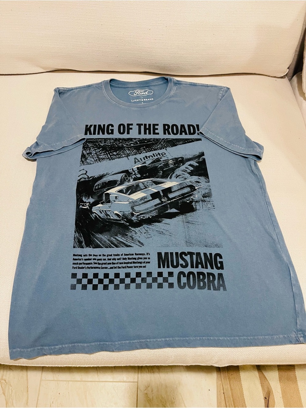Men’s NWOT Lucky Brand Ford Mustang Cobra King of the Road Graphic Shirt Size L